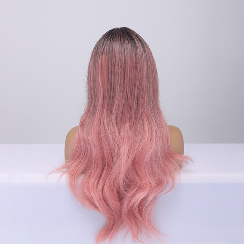 2021 perruque rose grosse vague perruques de couleur dgrade coiffures de perruquepicture3