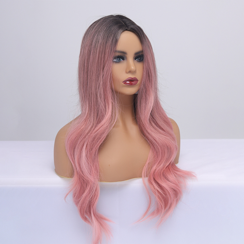 2021 perruque rose grosse vague perruques de couleur dgrade coiffures de perruquepicture4