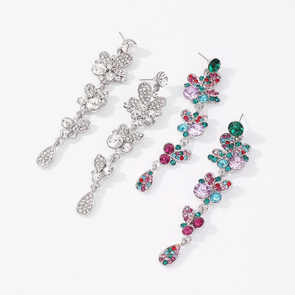 Multilayer Flower Color Diamond Earrings Wholesalepicture3