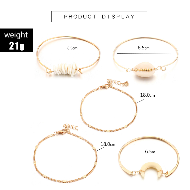 2021 new jewelry fashion creative alloy horn shell fivepiece bracelet braceletpicture1