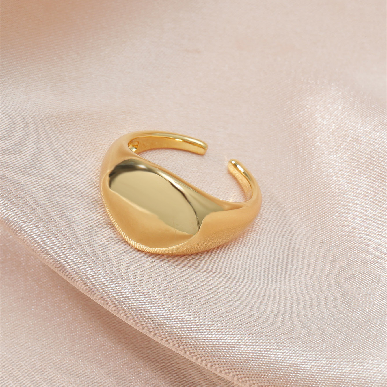 South Korean 18K Gold Plate ring golden glossy round ring simple index finger ring