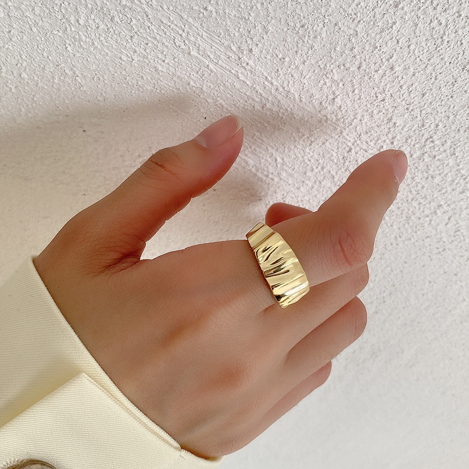 Korean 18KGP irregular thick bump index finger ring wholesale