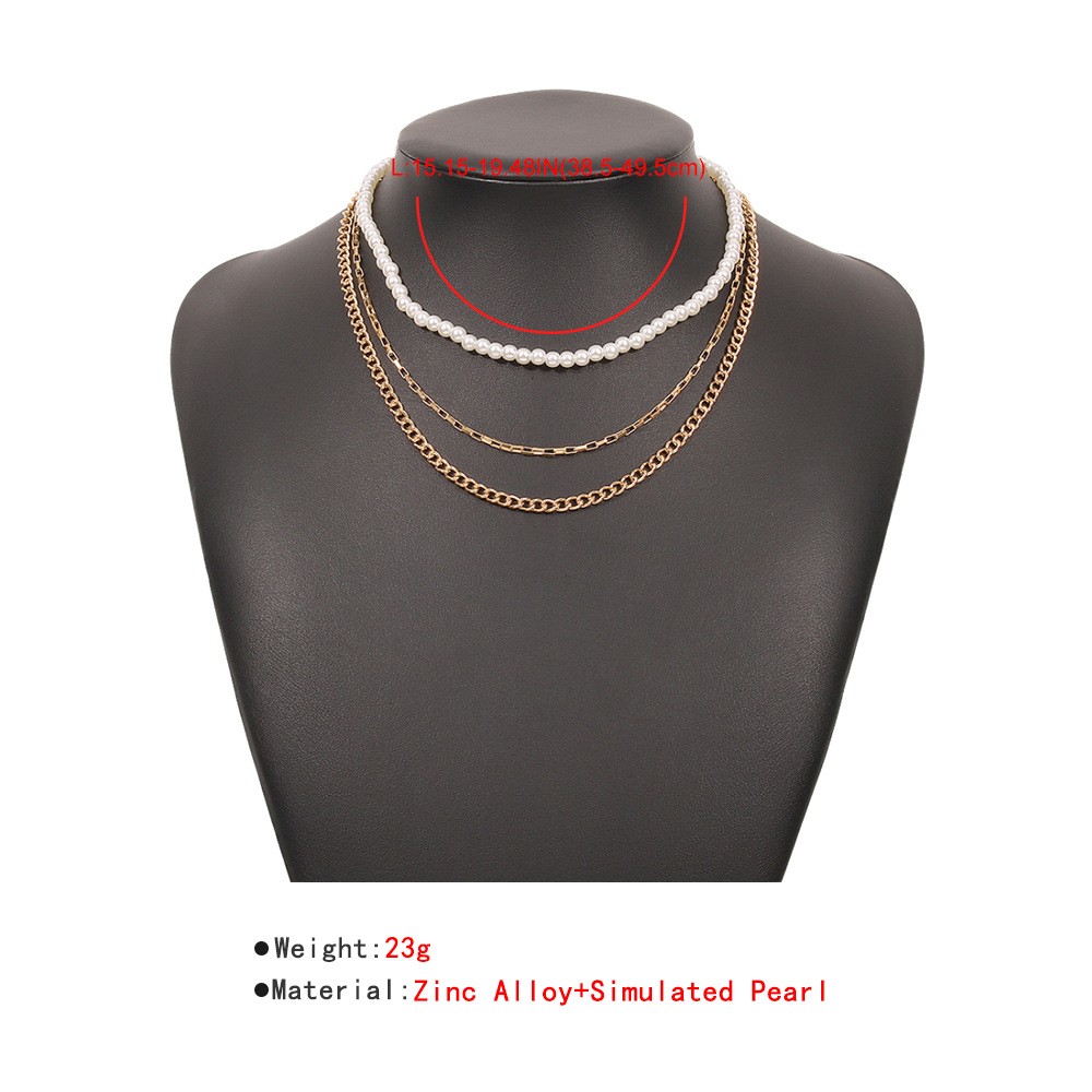 Imitation Pearl Geometric Retro Multilayer Necklace