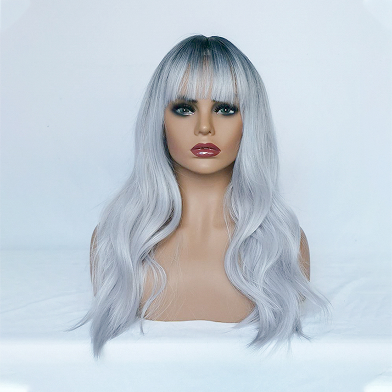 2021 coiffures en fibre chimique dgrad bleu cheveux longs boucls perruques grosse vague perruque de coiffurespicture3