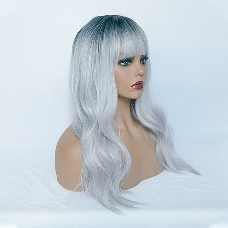 2021 coiffures en fibre chimique dgrad bleu cheveux longs boucls perruques grosse vague perruque de coiffurespicture5