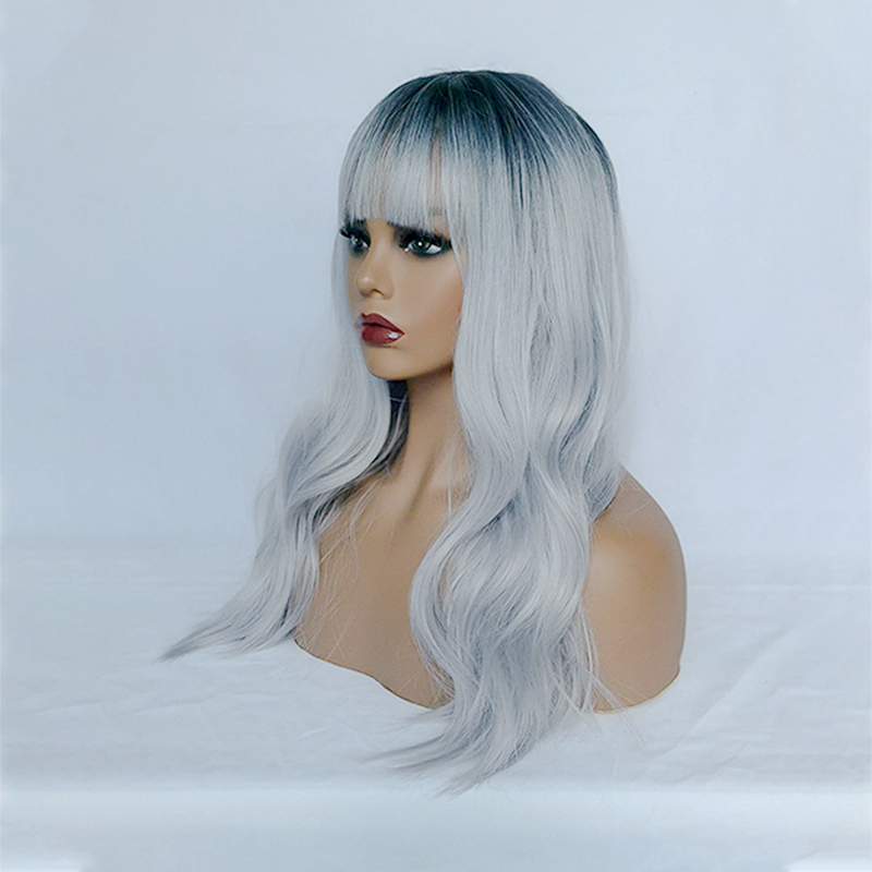 2021 coiffures en fibre chimique dgrad bleu cheveux longs boucls perruques grosse vague perruque de coiffurespicture6