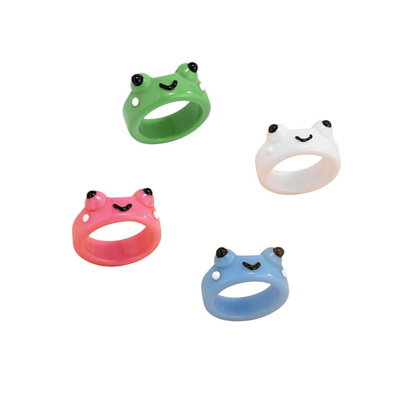 Cute frog lightweight ring resin super cute colorful animal ring simple three-dimensional ring