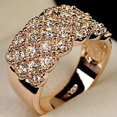 full of diamond real gold plated hypoallergenic ring