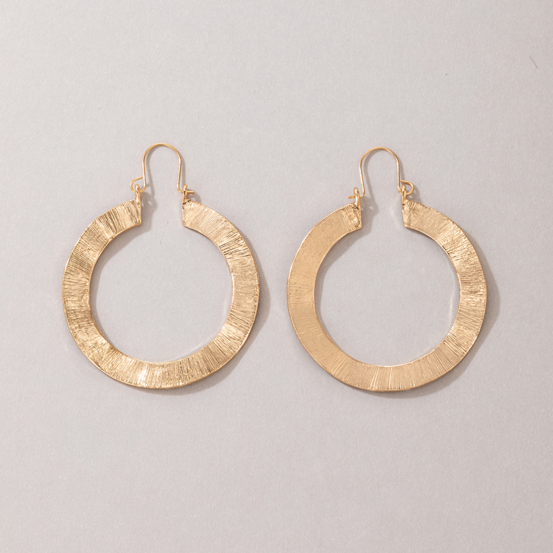 fashion OL simple jewelry golden ring earring geometric water ripple earrings