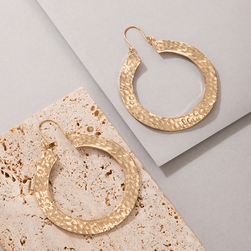 fashion OL simple jewelry golden ring earring geometric water ripple earrings