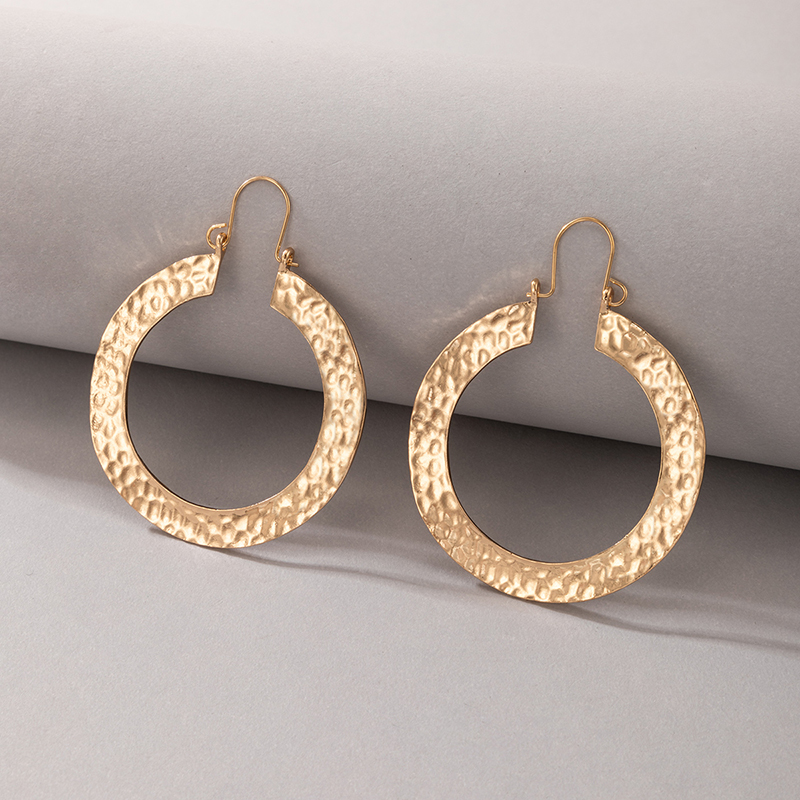 fashion OL simple jewelry golden ring earring geometric water ripple earrings