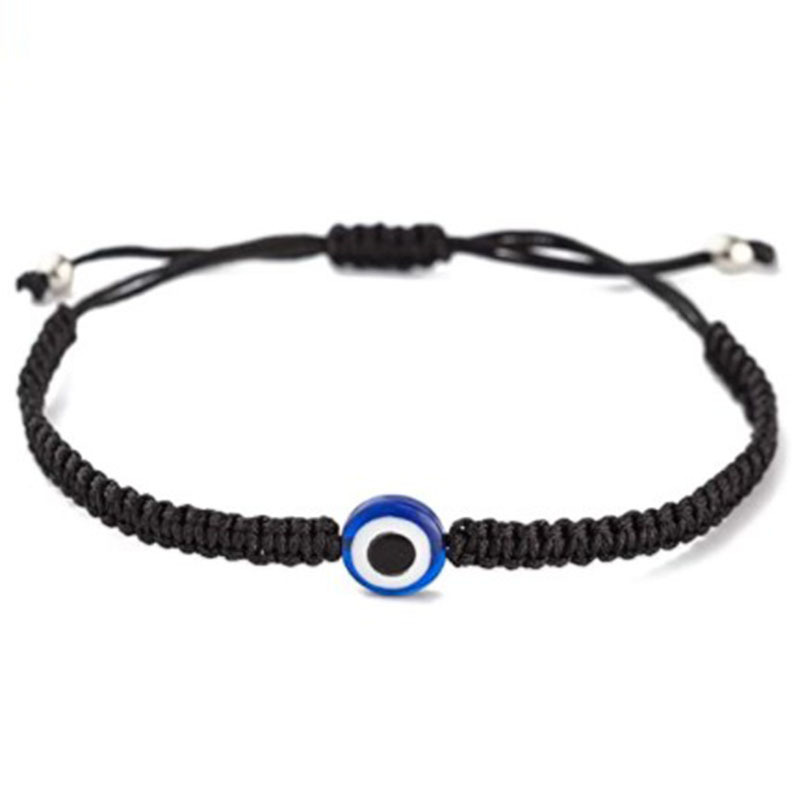 blue Turkish Devils Eye Glass Pendant Handwoven Bracelet Blue Glass Sweater Chainpicture9