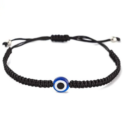 blue Turkish Devils Eye Glass Pendant Handwoven Bracelet Blue Glass Sweater Chainpicture10