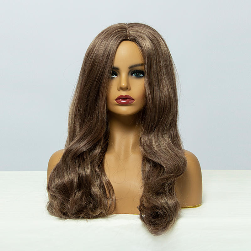2021 perruque mode mixte brun cheveux longs boucls perruques synthtiques grosse vague NHDSX468918picture3