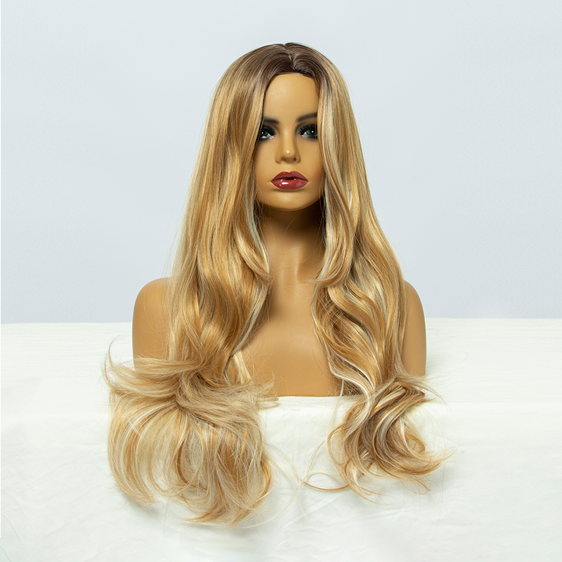 Peluca 2021 peluca de onda natural larga dorada mezclada peluca pelucas peluca de fibra qumica NHDSX468917picture3
