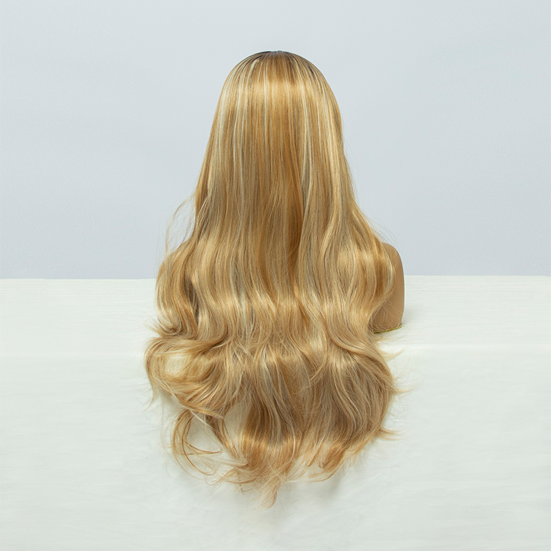 Peluca 2021 peluca de onda natural larga dorada mezclada peluca pelucas peluca de fibra qumica NHDSX468917picture4