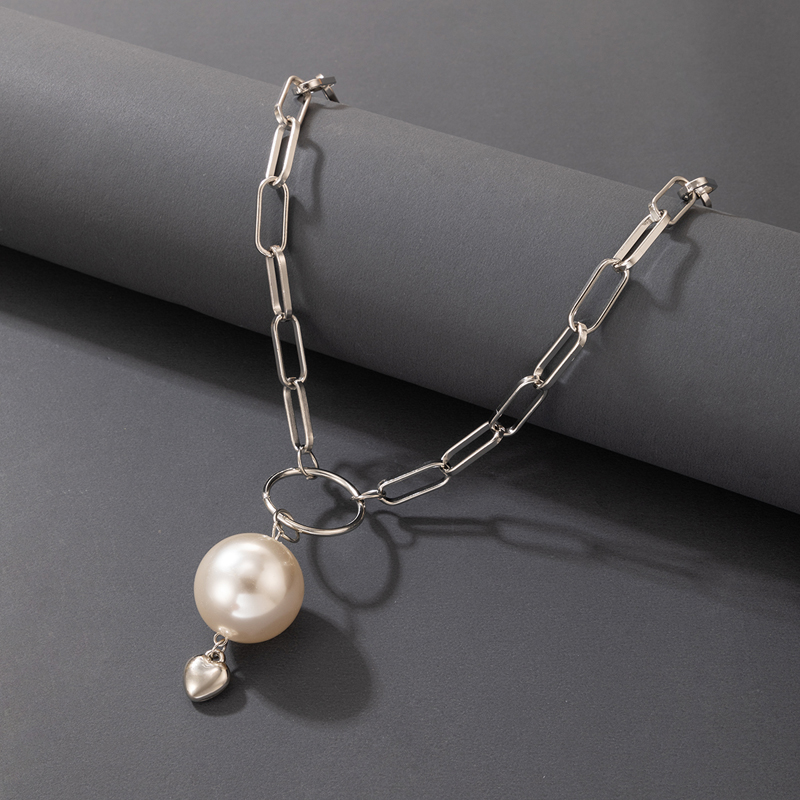 Collar simple joyera hebilla de plata colgante de amor de perlas collar de una sola capapicture2