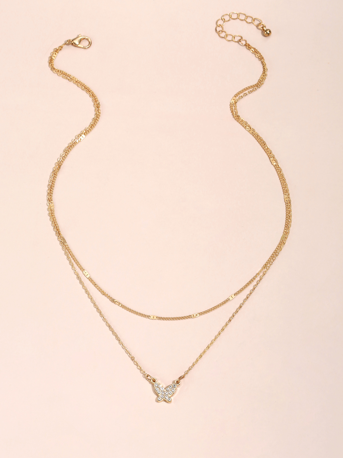 Korean sweet alloy diamond butterfly pendant clavicle chainpicture2