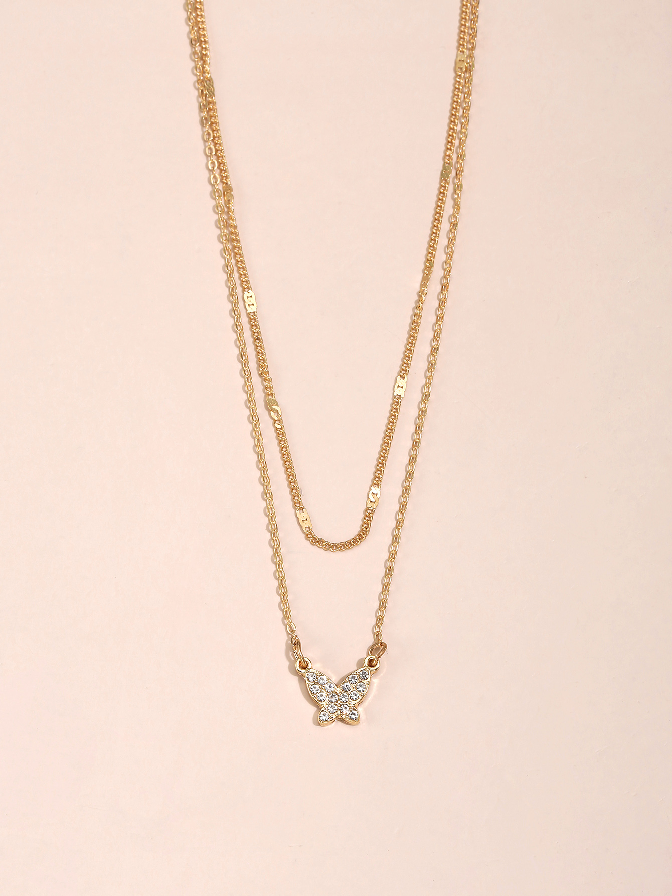 Korean sweet alloy diamond butterfly pendant clavicle chainpicture3