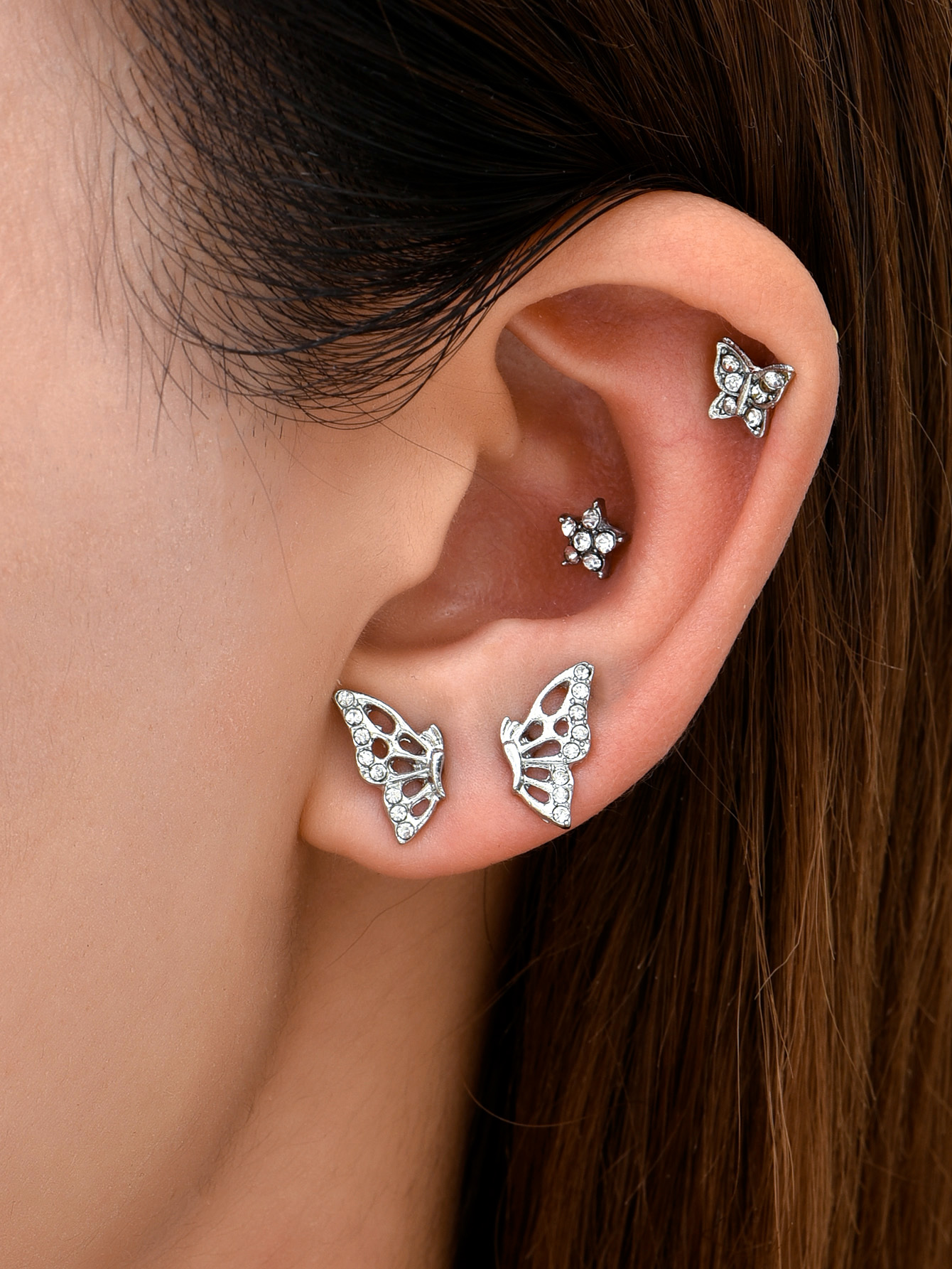 Korean sweet personality butterfly diamond stud earringspicture3