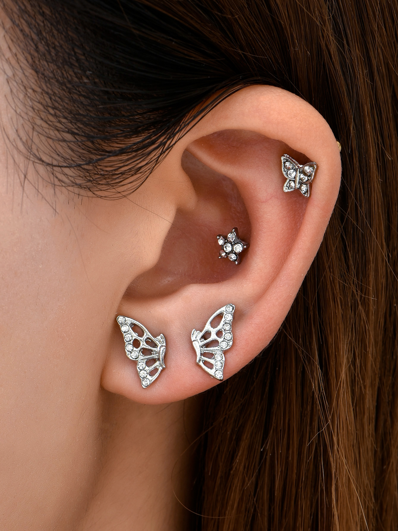 Korean sweet personality butterfly diamond stud earringspicture4