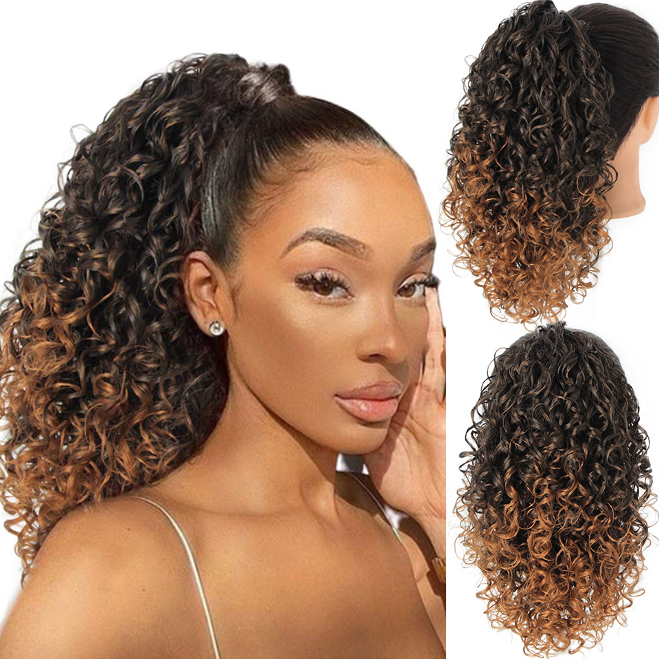 European and American wave small curly wig piece chemical fiber wig female stretch mesh ponytailpicture6