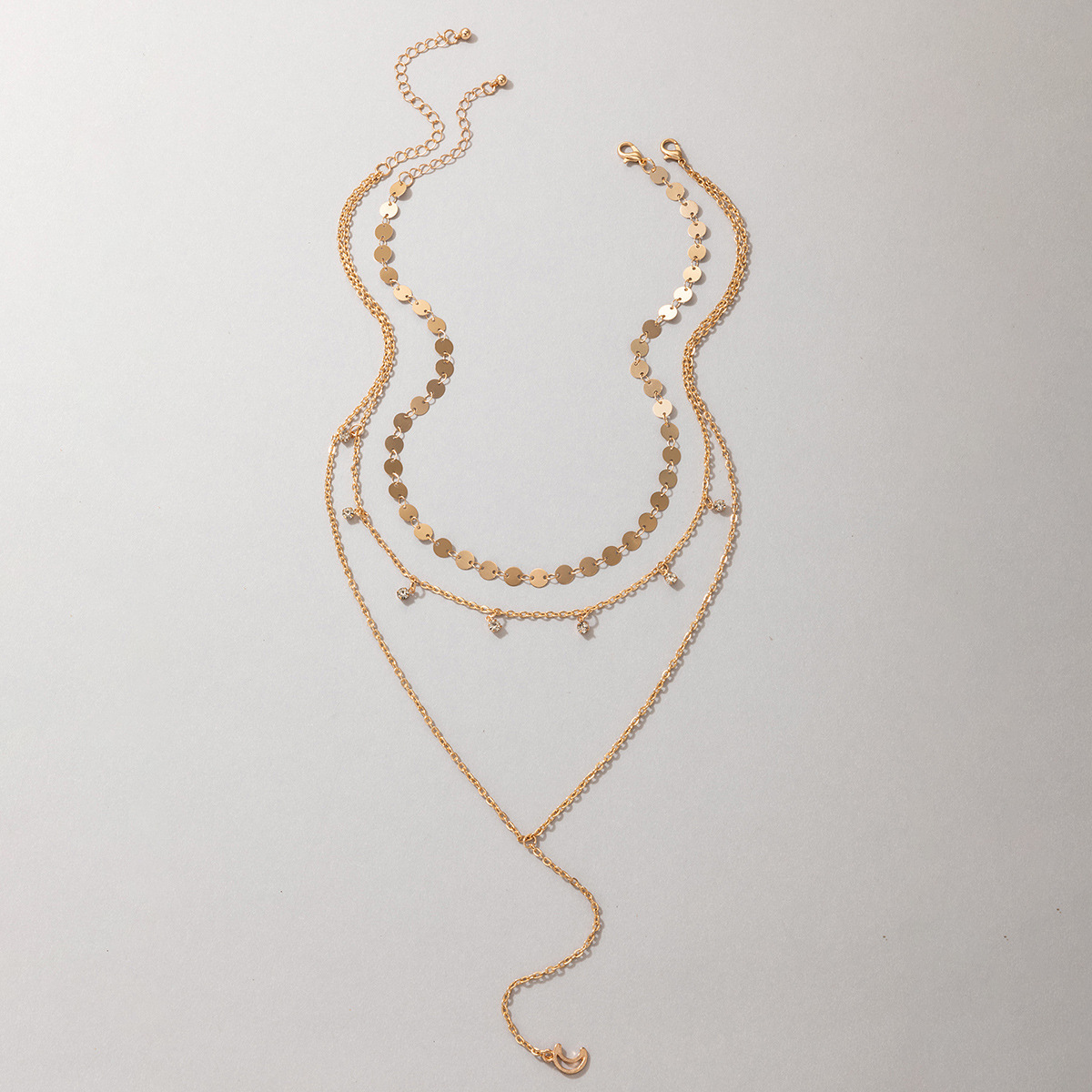 Fashion Simple Jewelry Geometric Circle Necklace Rhinestone Tassel Moon Pendant Necklacepicture11