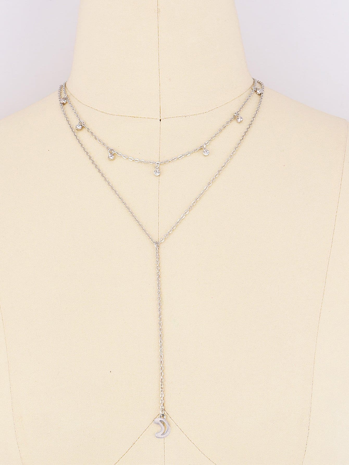 Fashion Simple Jewelry Geometric Circle Necklace Rhinestone Tassel Moon Pendant Necklacepicture7