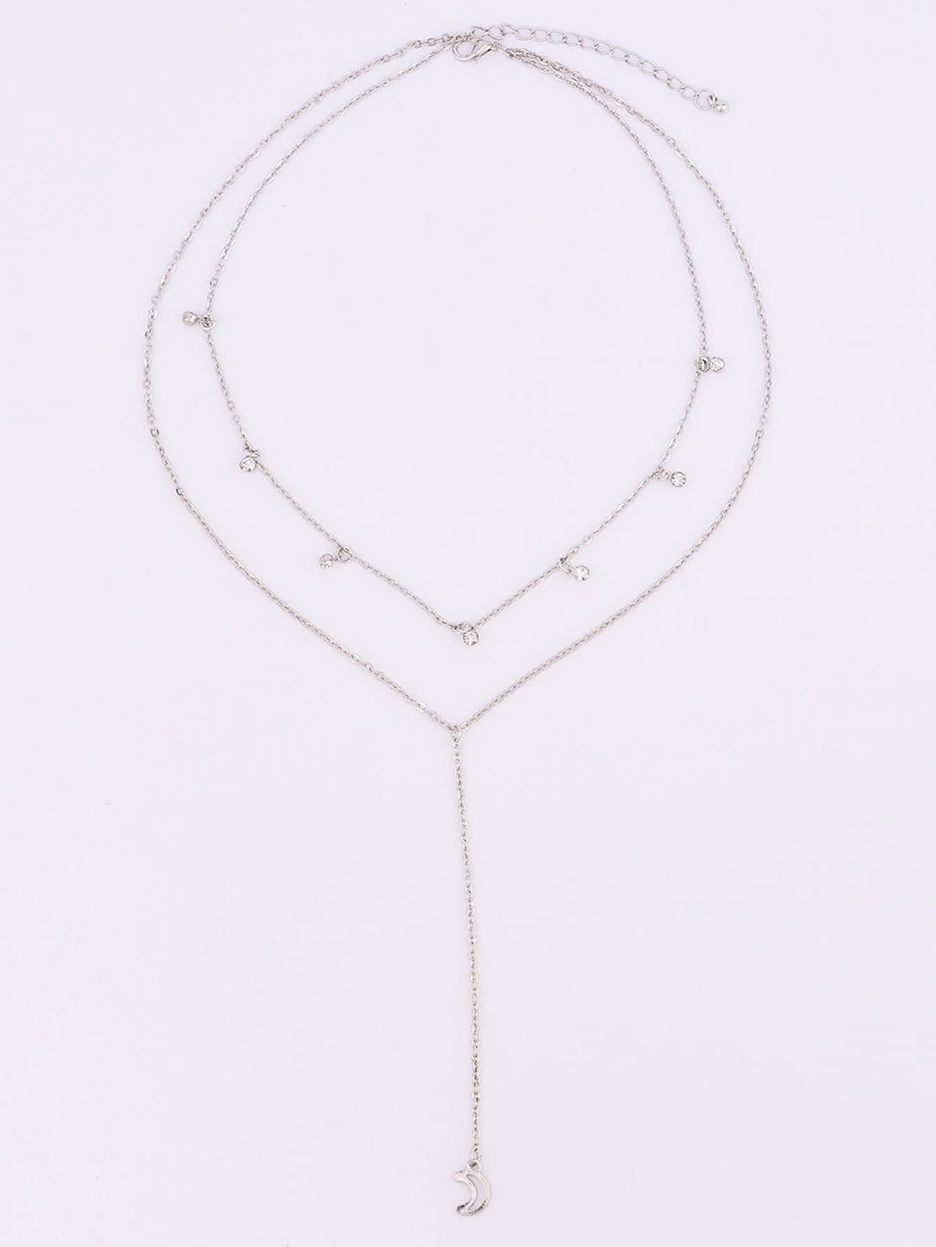 Fashion Simple Jewelry Geometric Circle Necklace Rhinestone Tassel Moon Pendant Necklacepicture6