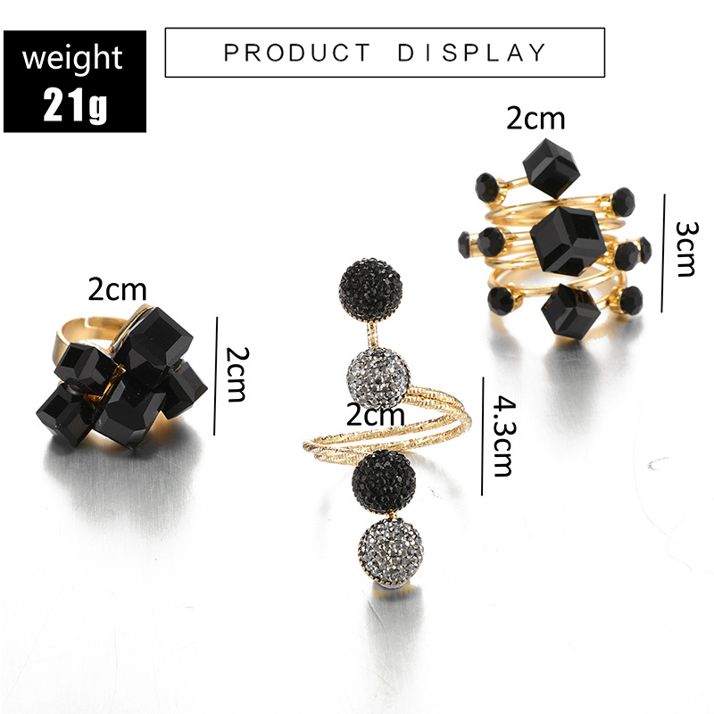 European and American retro geometric resin black square ring wholesalepicture18