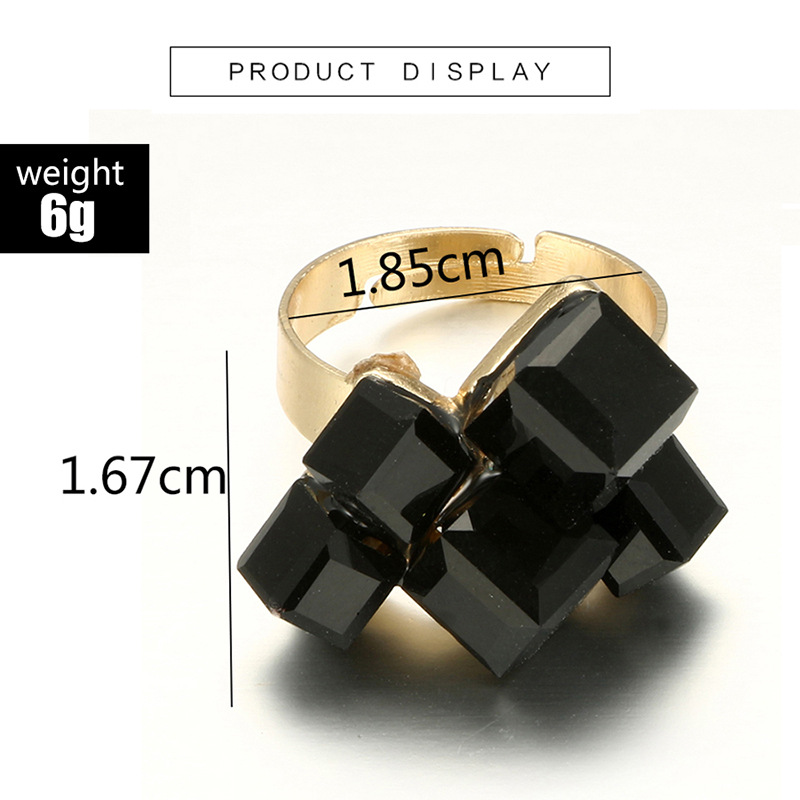European and American retro geometric resin black square ring wholesalepicture17