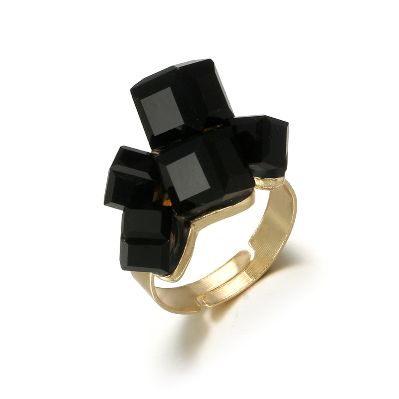 European and American retro geometric resin black square ring wholesalepicture1