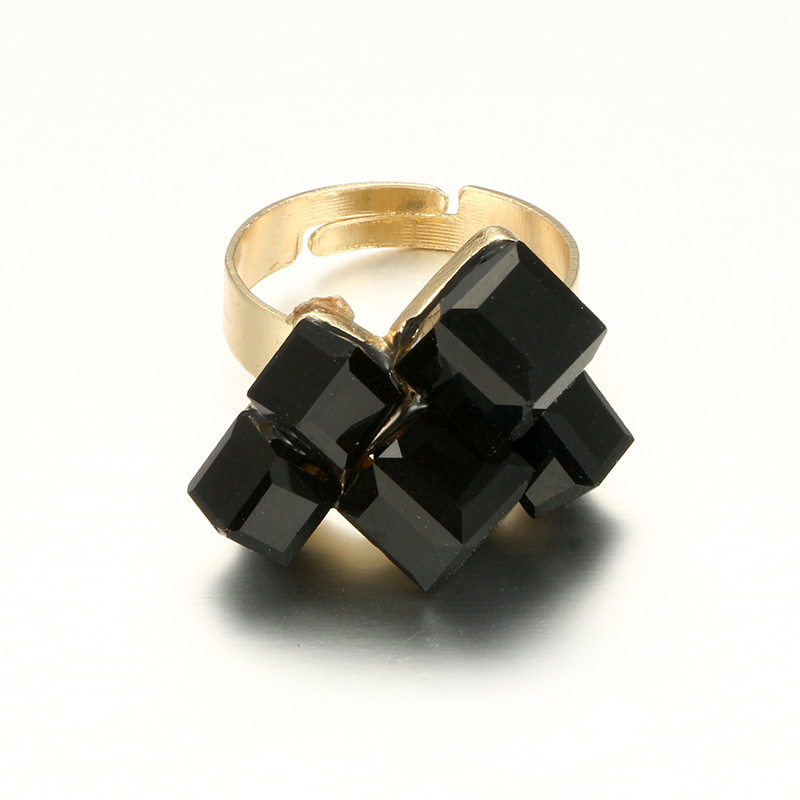 European and American retro geometric resin black square ring wholesalepicture12