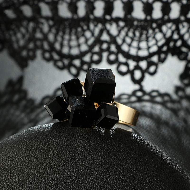 European and American retro geometric resin black square ring wholesalepicture9