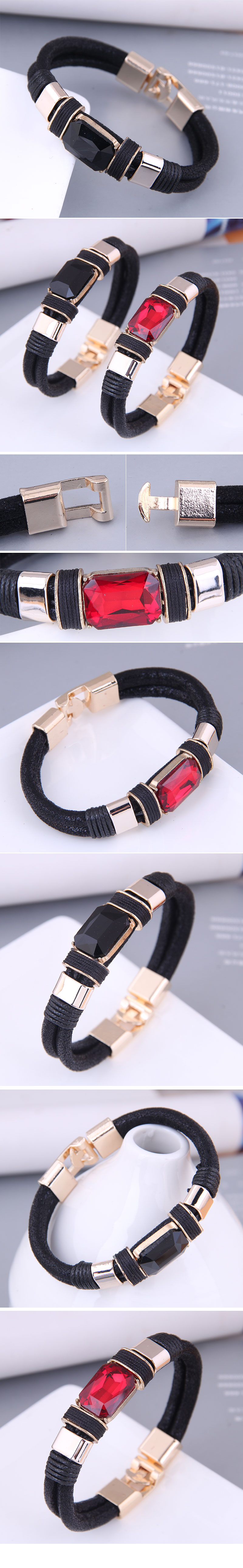 European and American fashion metal simple gemstone magnet buckle braceletpicture1