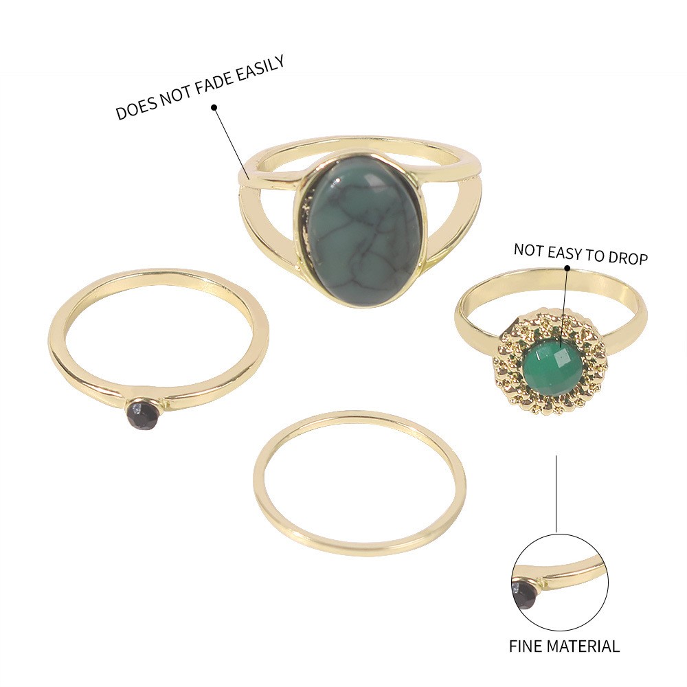 niche design creative geometric emeralds alloy ring setpicture2