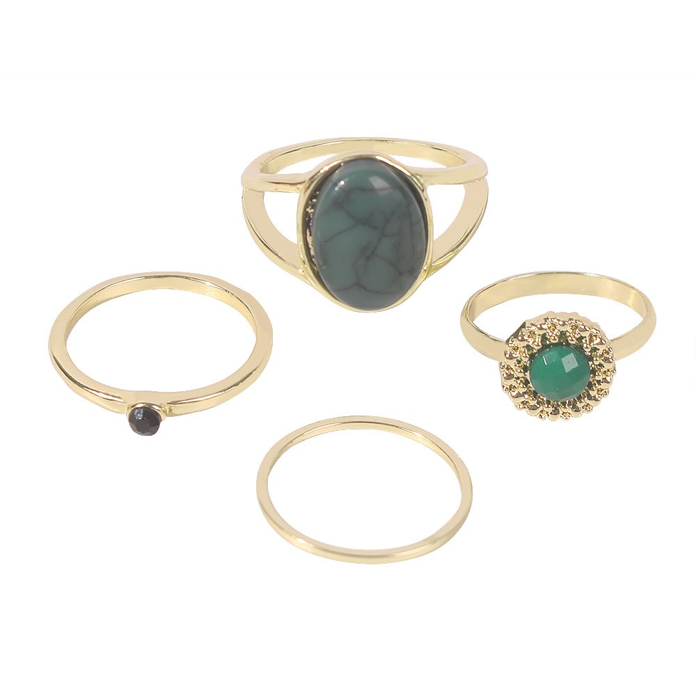 niche design creative geometric emeralds alloy ring setpicture5