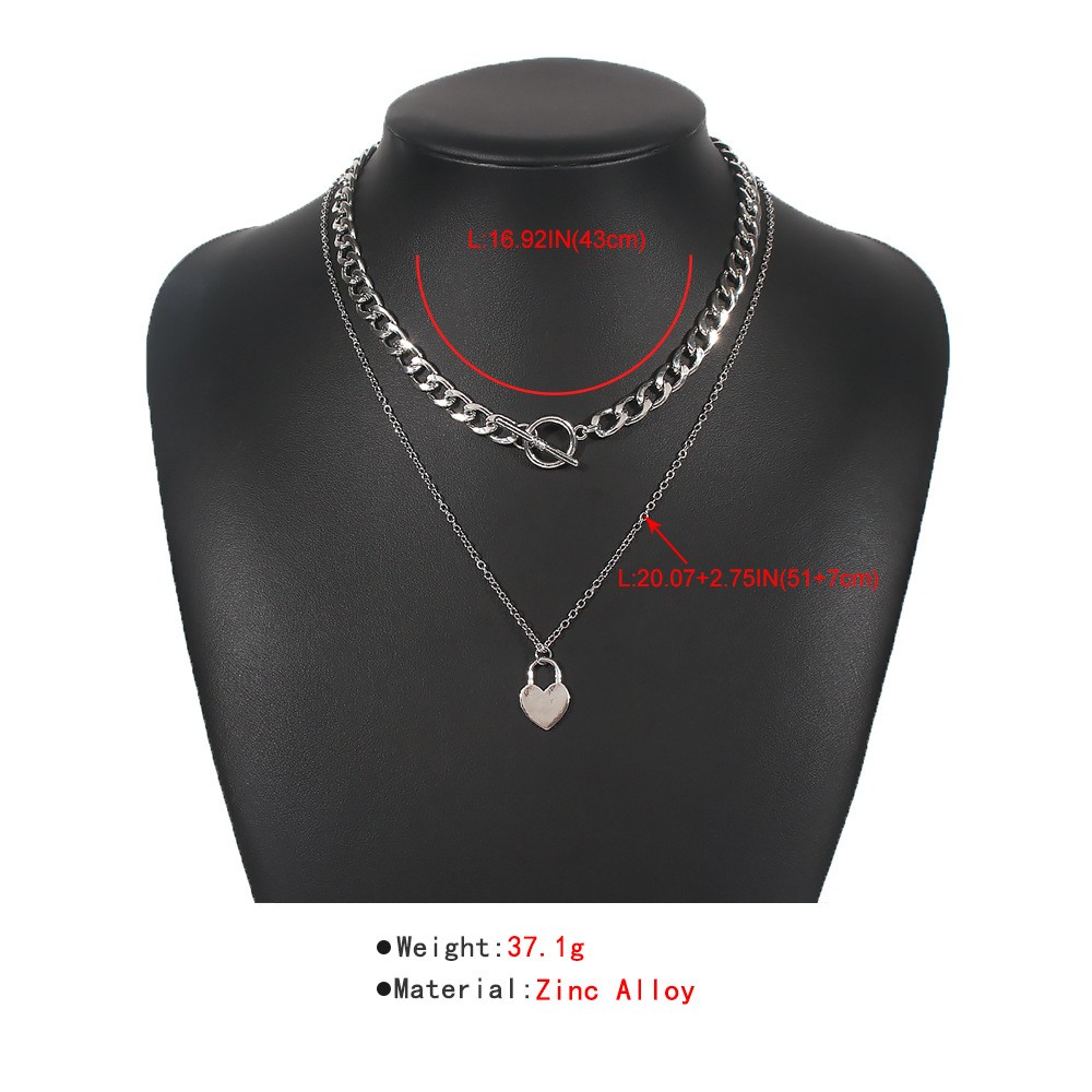 Fashion geometric heart pendant multilayer necklace wholesalepicture1