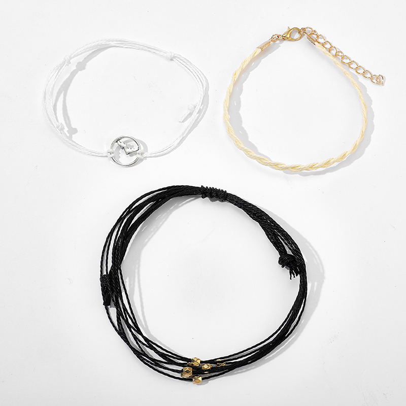 Simple Braided Beaded Threepiece Bracelet Ethnic Style Geometric Bracelet Setpicture10