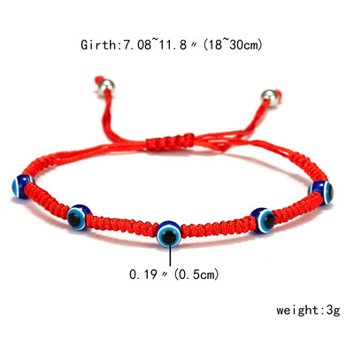 New Blue Eye Bracelet Evil Eye Red Rope Braided Adjustable Bracelet Wholesale