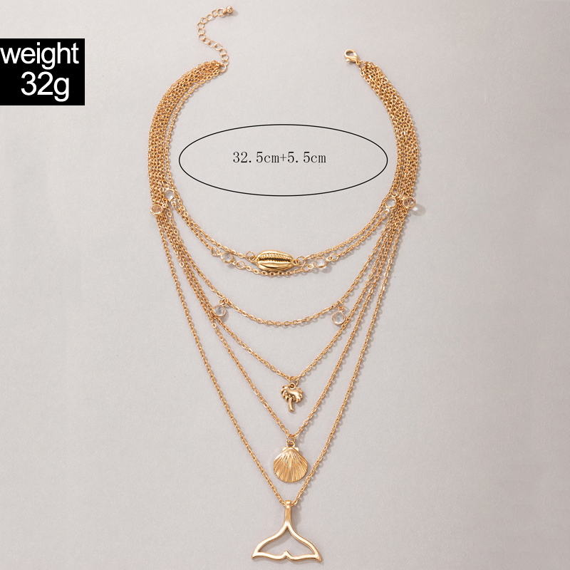European and American style alloy shell fishtail multilayer necklace collar wholesalepicture1