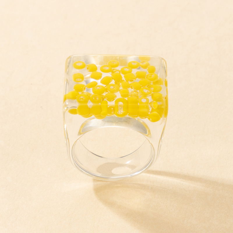 European and American new trend resin ring with beads lemon color ring wholesalepicture13