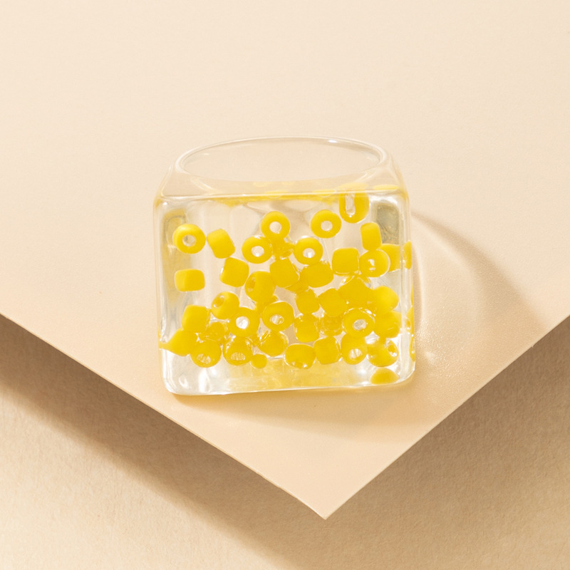 European and American new trend resin ring with beads lemon color ring wholesalepicture10
