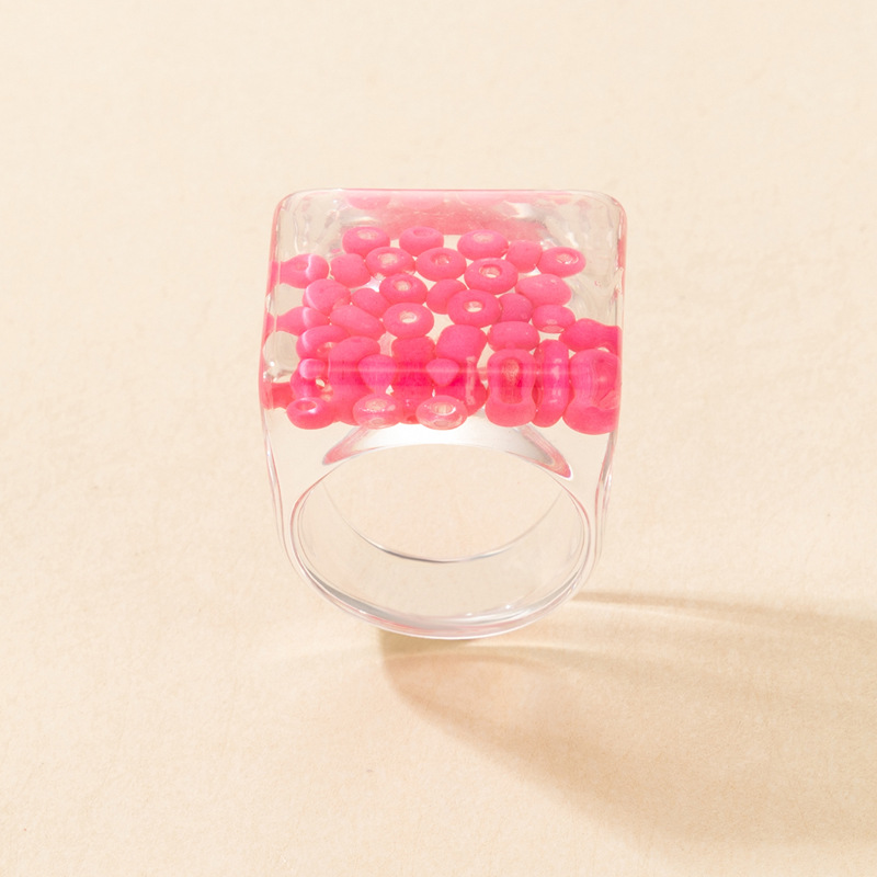 European and American new trend resin ring with beads lemon color ring wholesalepicture7