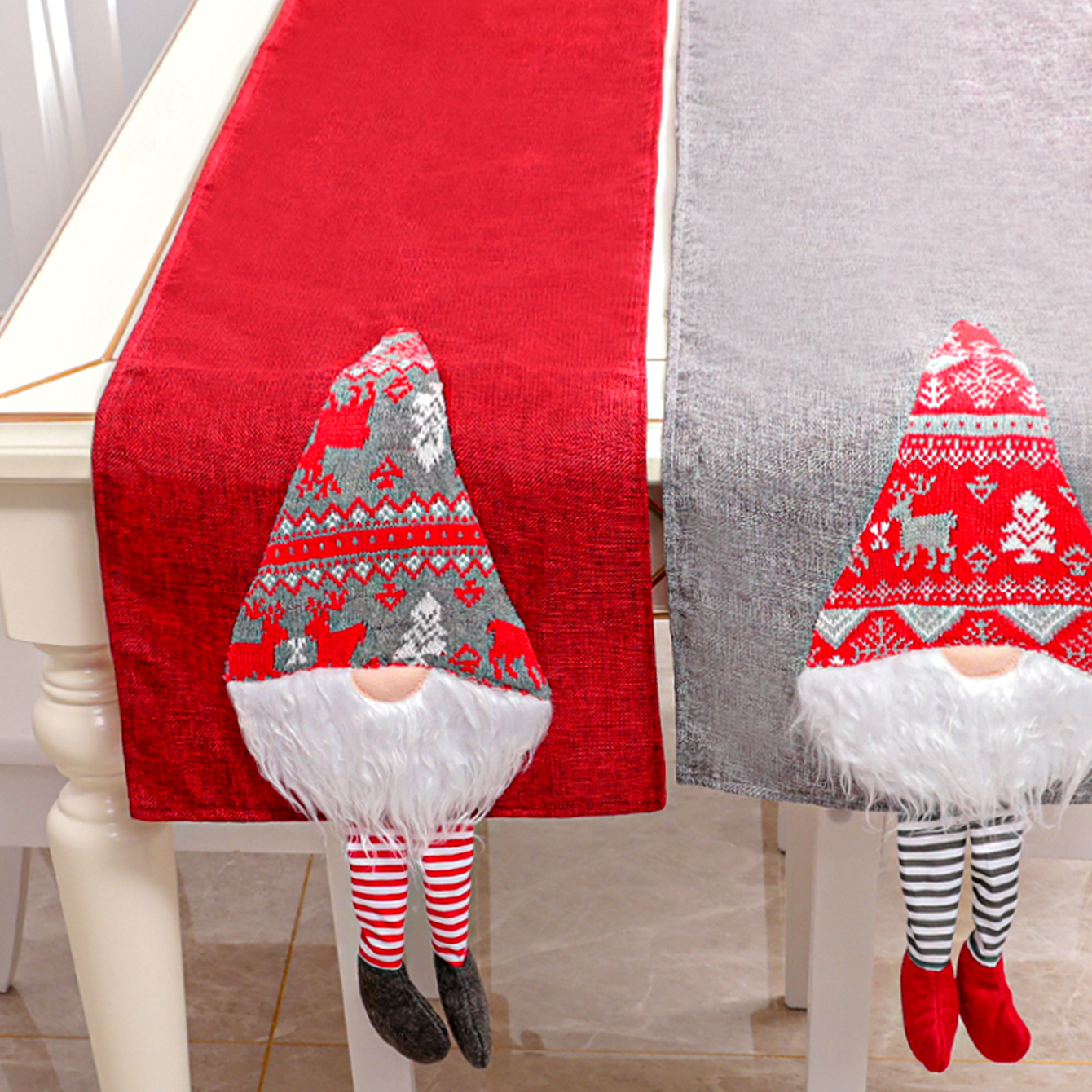 Christmas decoration faceless doll Rudolph dining table cloth redpicture4