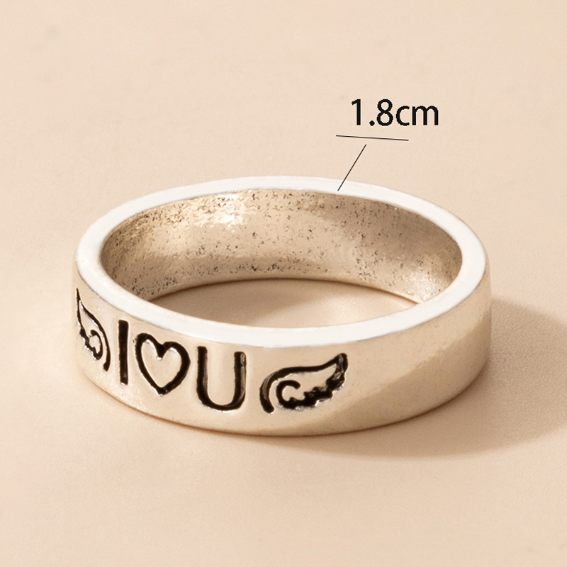 European and American simple silver alloy geometric ring letter animal single ring