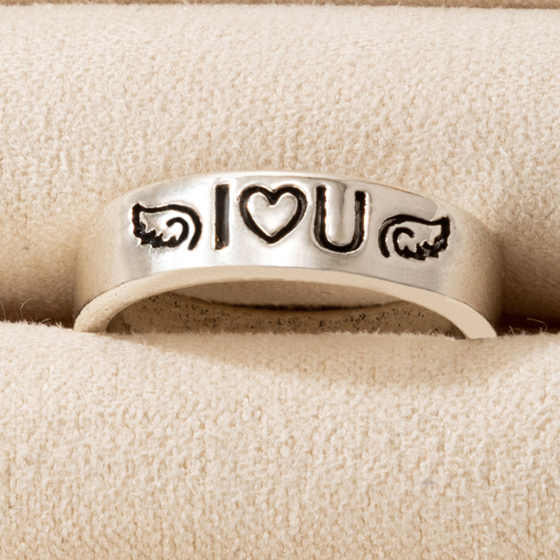 European and American simple silver alloy geometric ring letter animal single ring