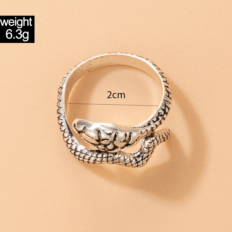 European and American simple silver alloy geometric ring letter animal single ring