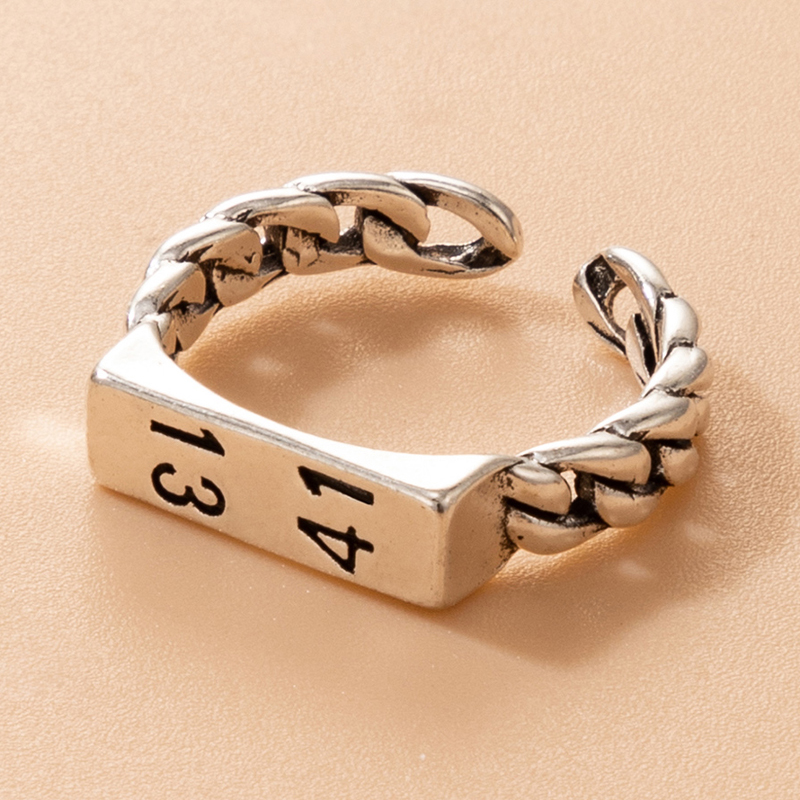 European and American simple silver alloy geometric ring letter animal single ring