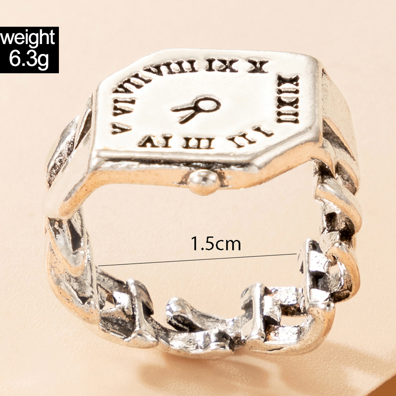 European and American simple silver alloy geometric ring letter animal single ring